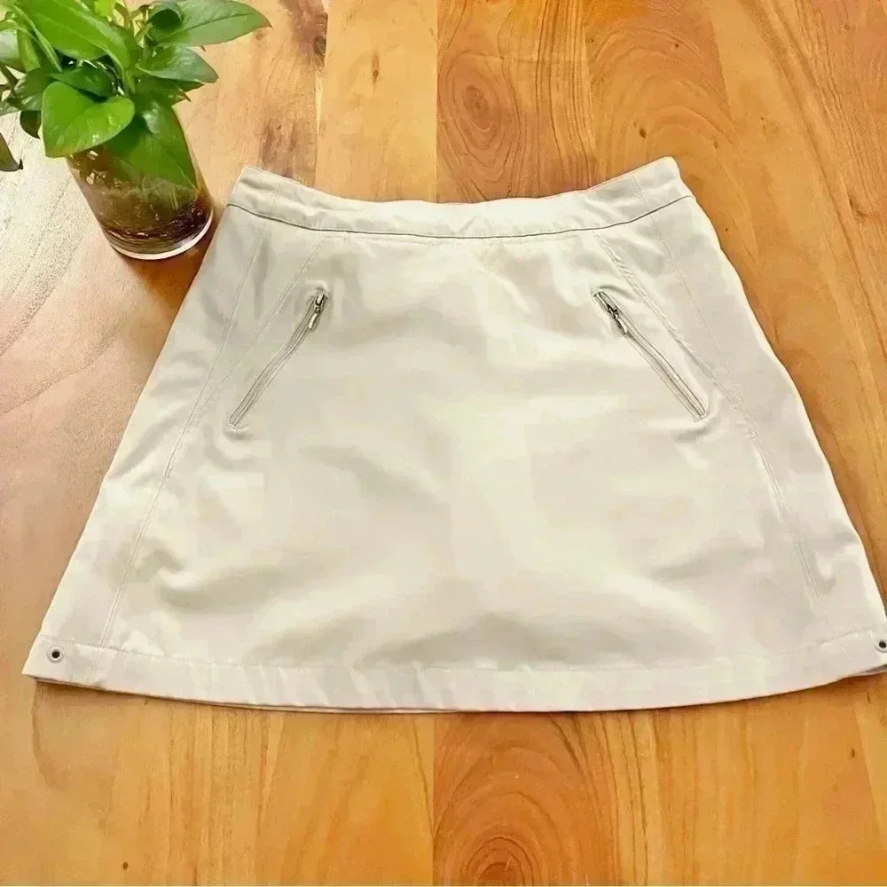Lopez Golf Skort Mini Skirt Beige Minimalist A line  High Waisted Athleisure.
